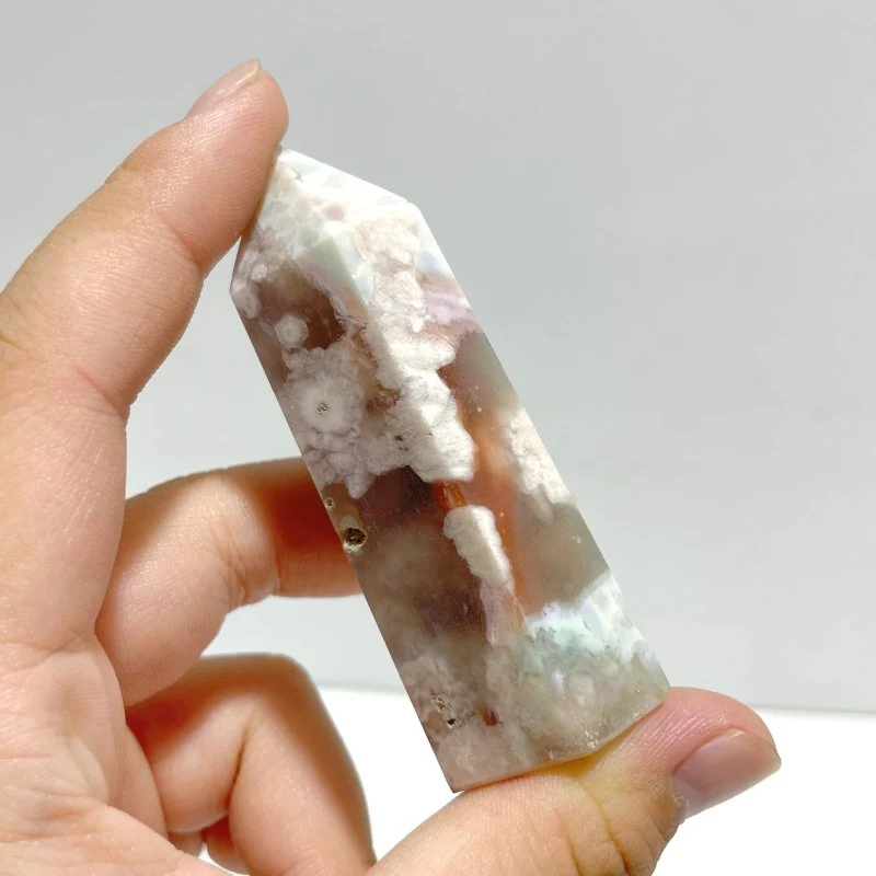 5-9CM Light Green Sakura Flower Agate Tower Point Wholesale - Image 4
