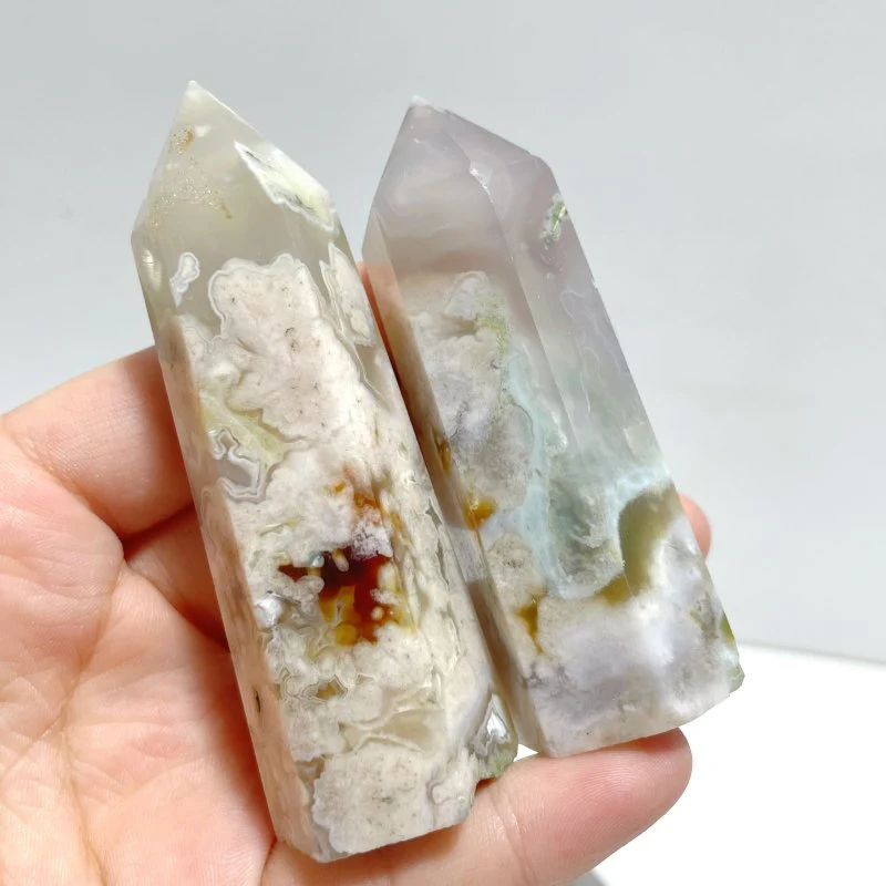 5-9CM Light Green Sakura Flower Agate Tower Point Wholesale - Image 5