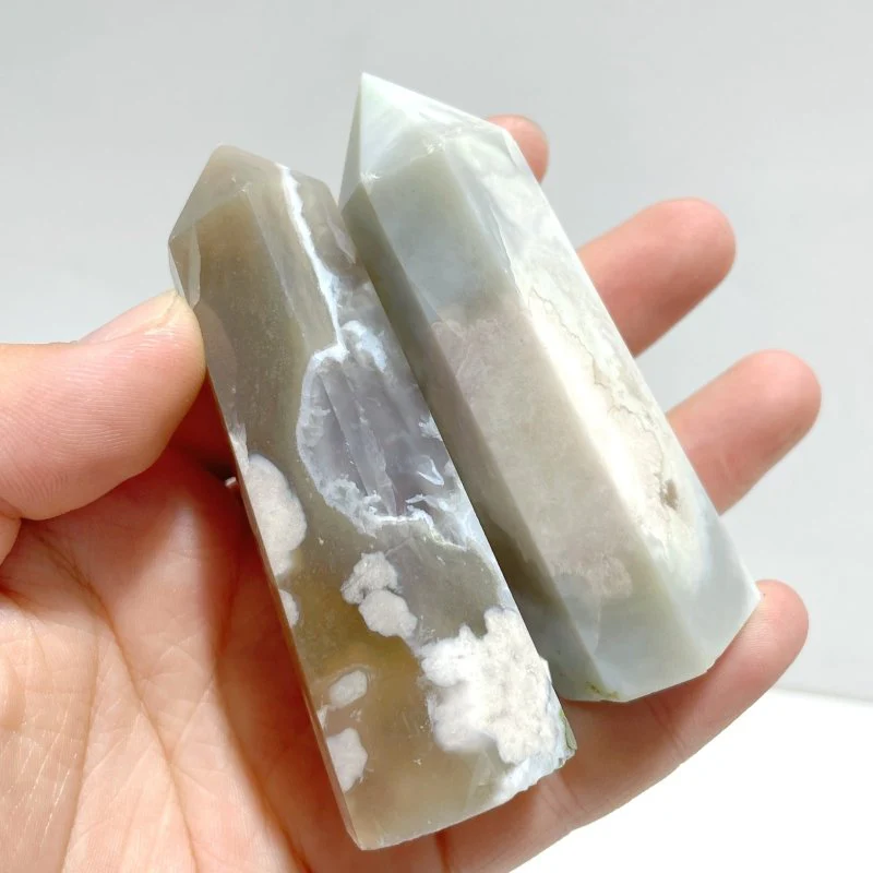 5-9CM Light Green Sakura Flower Agate Tower Point Wholesale - Image 6