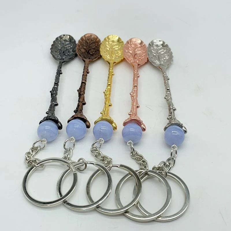 5 Colors Coffee Spoon Keychain With Blue Lace Agate Sphere Wholesale - Image 2
