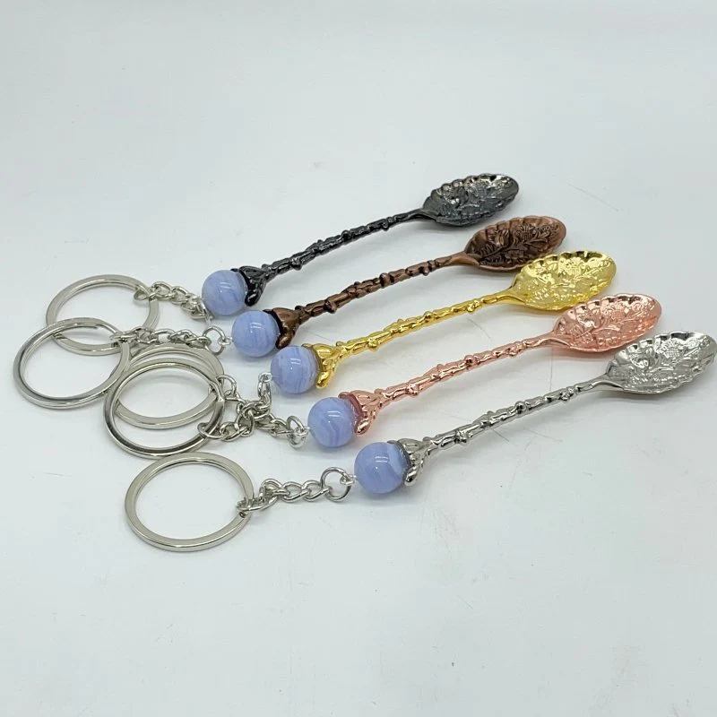 5 Colors Coffee Spoon Keychain With Blue Lace Agate Sphere Wholesale - Image 3