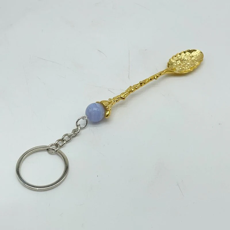 5 Colors Coffee Spoon Keychain With Blue Lace Agate Sphere Wholesale - Image 4