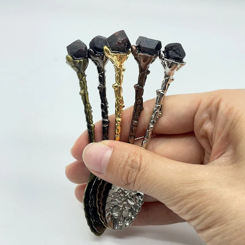 5 Colors Coffee Spoon With Garnet Raw Stone Wholesale - Image 2