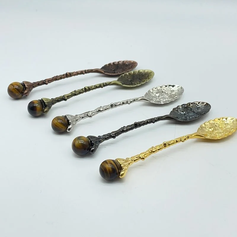5 Colors Coffee Spoon With Tiger Eye Sphere Wholesale - Image 3