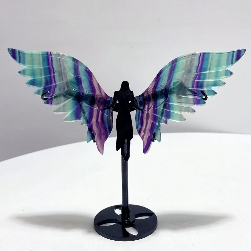 3 Pairs Beautiful Fluorite Angel Wing With Stand - Image 2