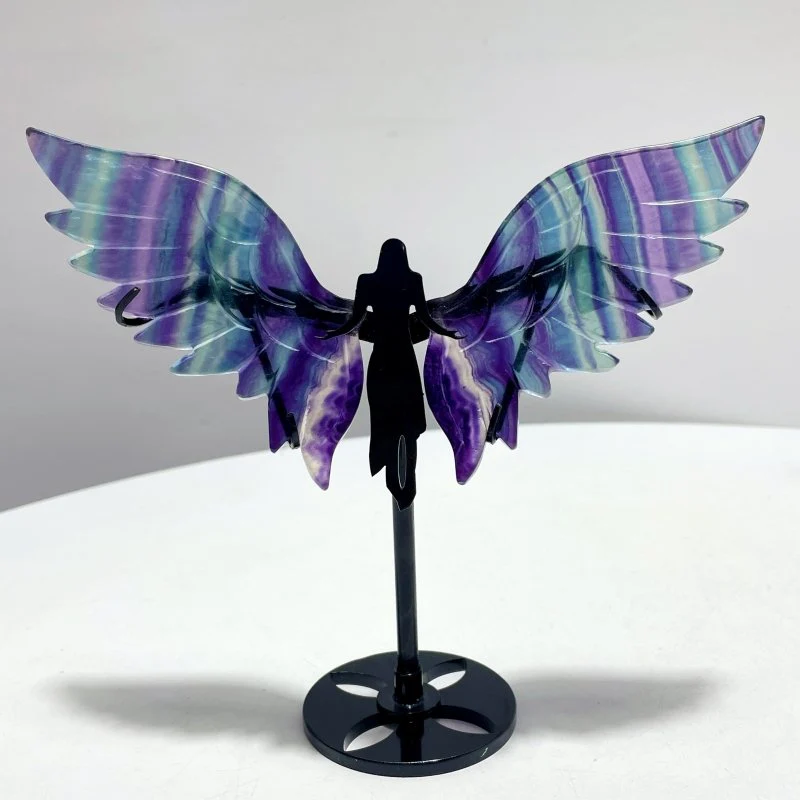 3 Pairs Beautiful Fluorite Angel Wing With Stand - Image 3