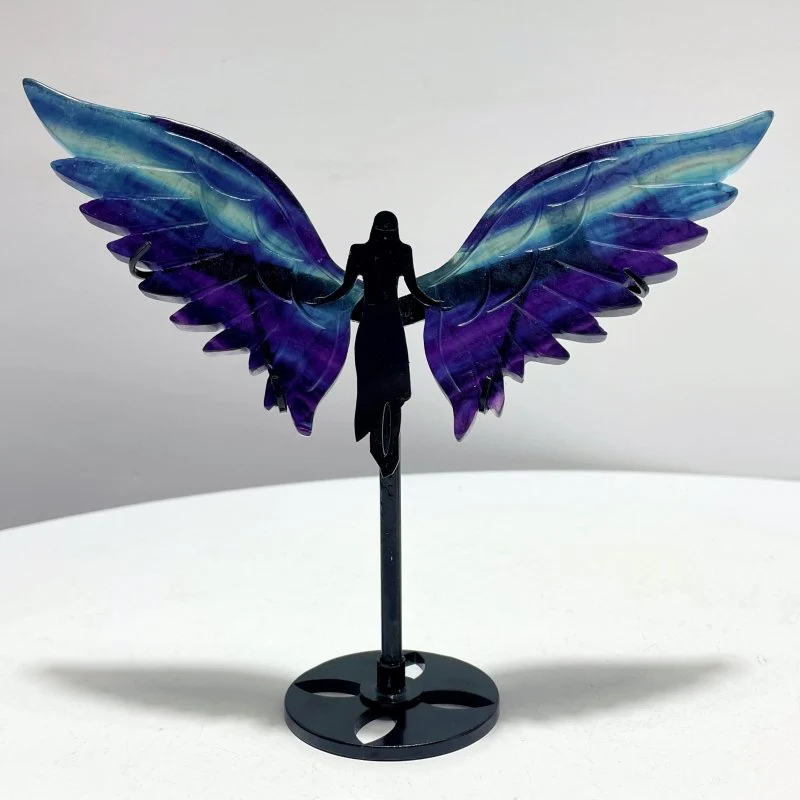 3 Pairs Beautiful Fluorite Angel Wing With Stand - Image 4