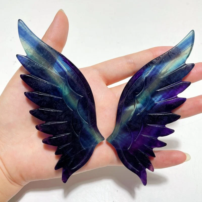 3 Pairs Beautiful Fluorite Angel Wing With Stand - Image 5
