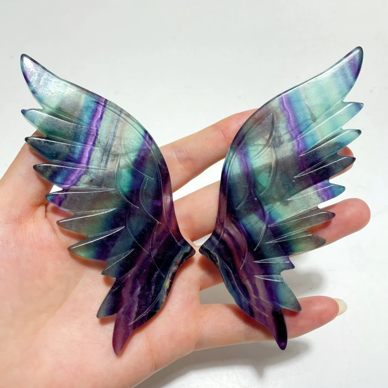 3 Pairs Beautiful Fluorite Angel Wing With Stand - Image 6