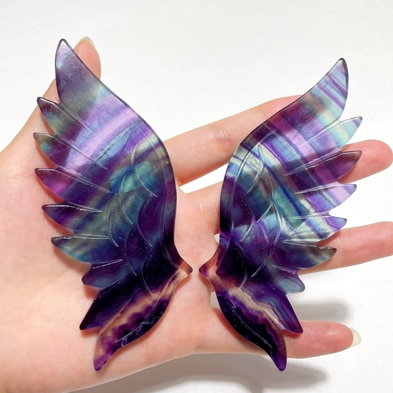 3 Pairs Beautiful Fluorite Angel Wing With Stand - Image 7