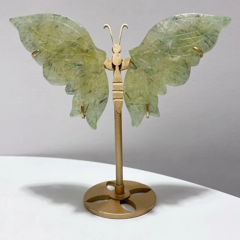 4 Pairs Beautiful Prehnite Butterfly Wing With Stand - Image 3