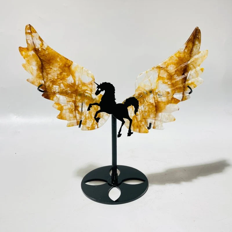 5 Pairs Beautiful Red Fire Quartz Pegasus Wing Crystal Carving With Stand - Image 2