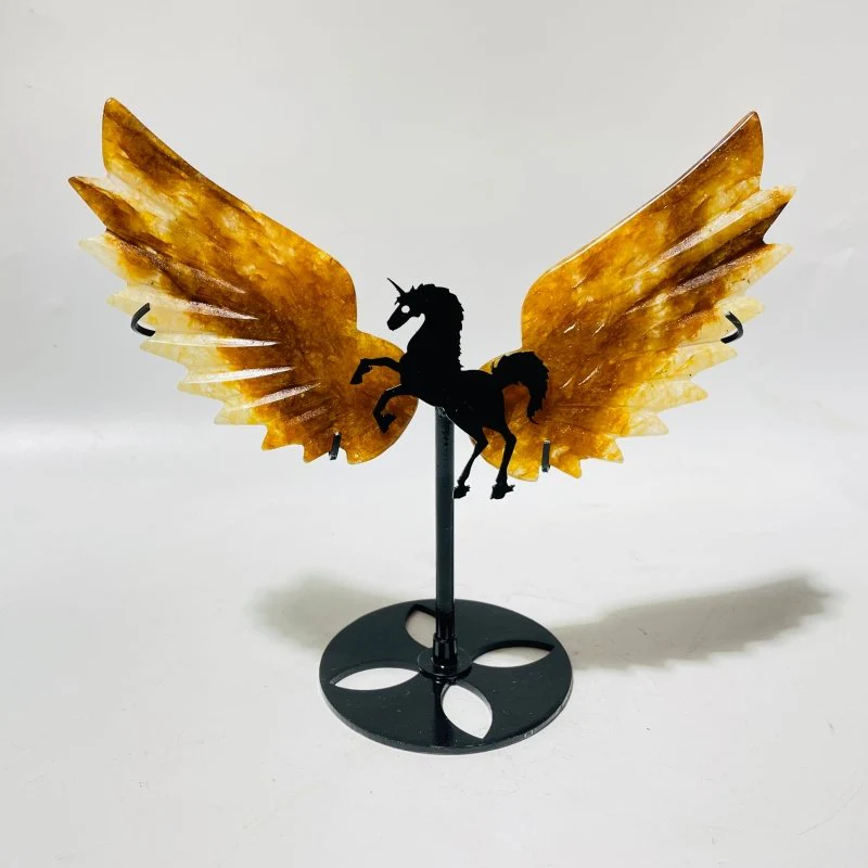 5 Pairs Beautiful Red Fire Quartz Pegasus Wing Crystal Carving With Stand - Image 3