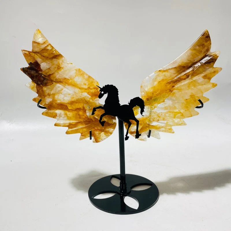 5 Pairs Beautiful Red Fire Quartz Pegasus Wing Crystal Carving With Stand - Image 5