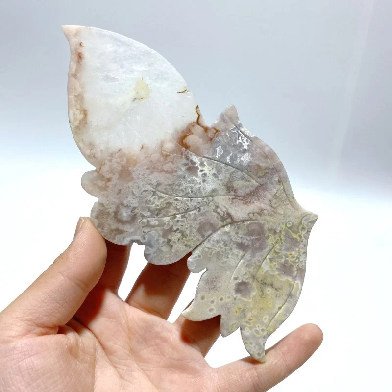 Beautiful Sakura Flower Agate Butterfly Wing Carving With Stand - Image 3