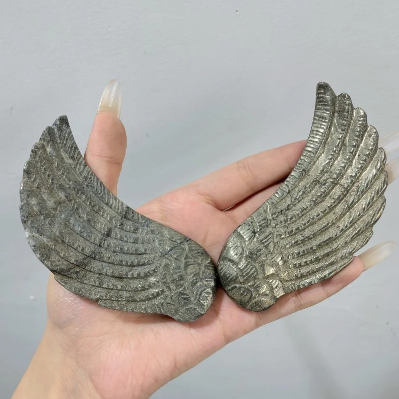 3 Pairs High Quality Pyrite Angel Wing With Stand - Image 3