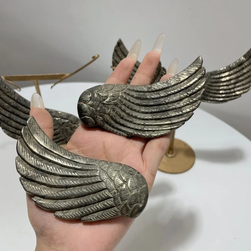 3 Pairs High Quality Pyrite Angel Wing With Stand - Image 4