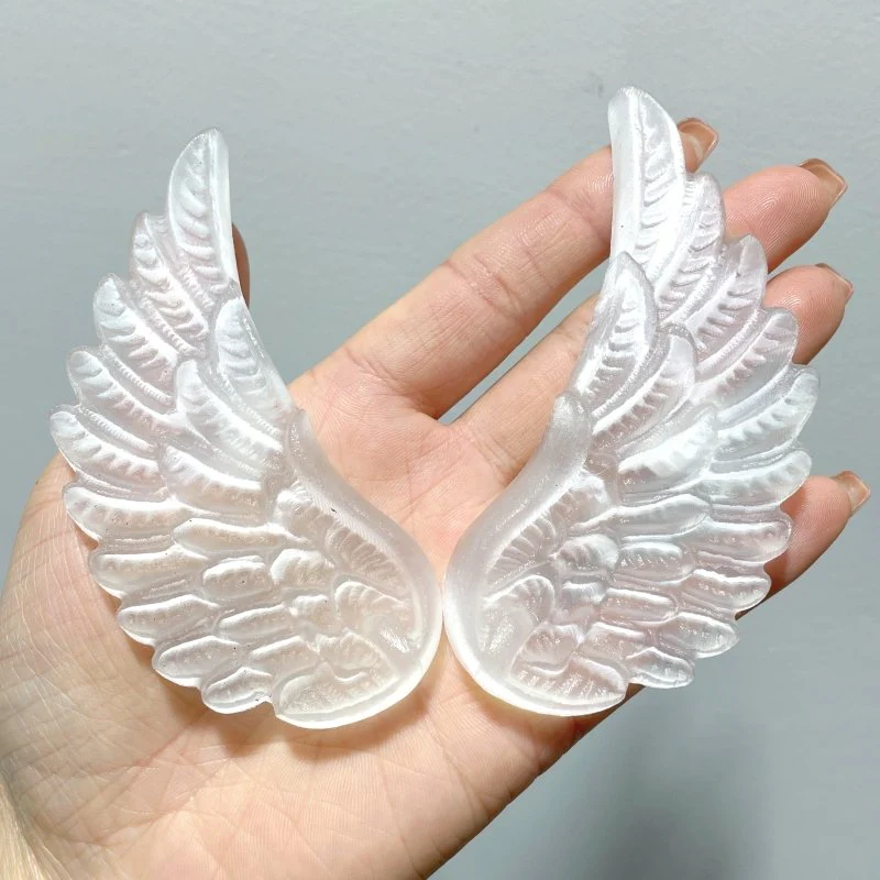 5 Pairs Selenite Angel Wing Carving With Stand - Image 2