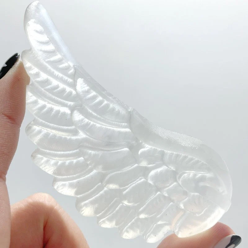 5 Pairs Selenite Angel Wing Carving With Stand - Image 4