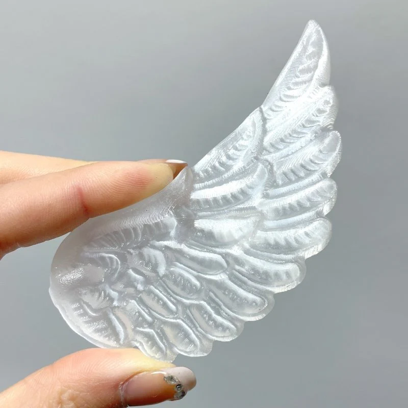 5 Pairs Selenite Angel Wing Carving With Stand - Image 5