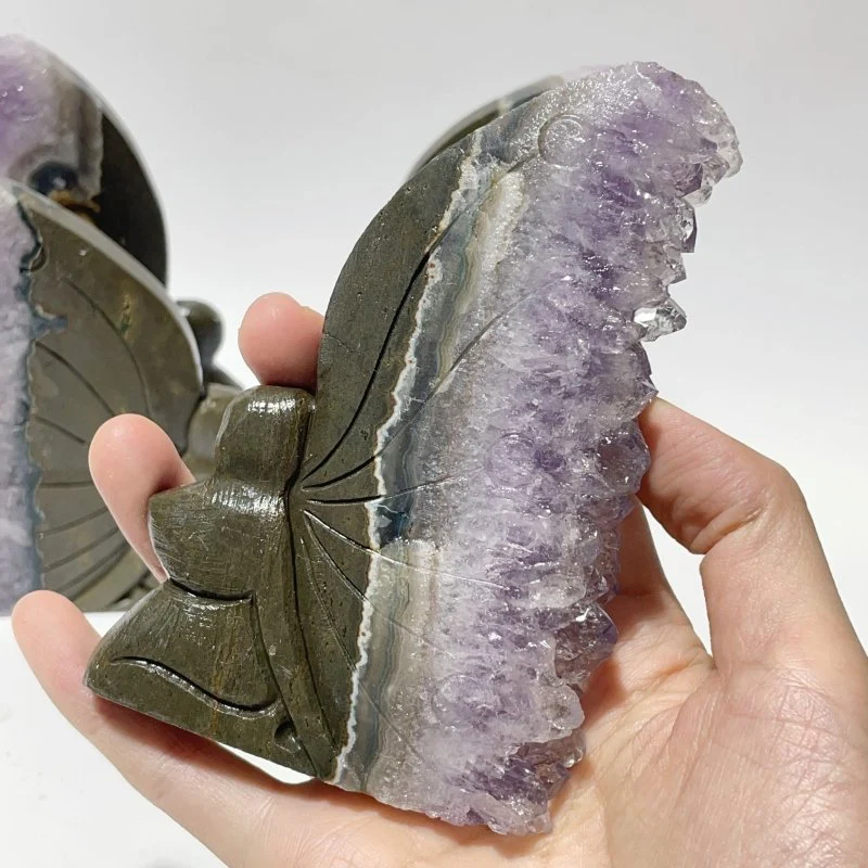 5 Pieces Amethyst Cluster Butterfly Fairy Carving - Image 5