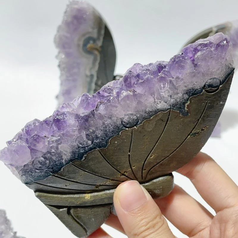 5 Pieces Amethyst Cluster Butterfly Fairy Carving - Image 6