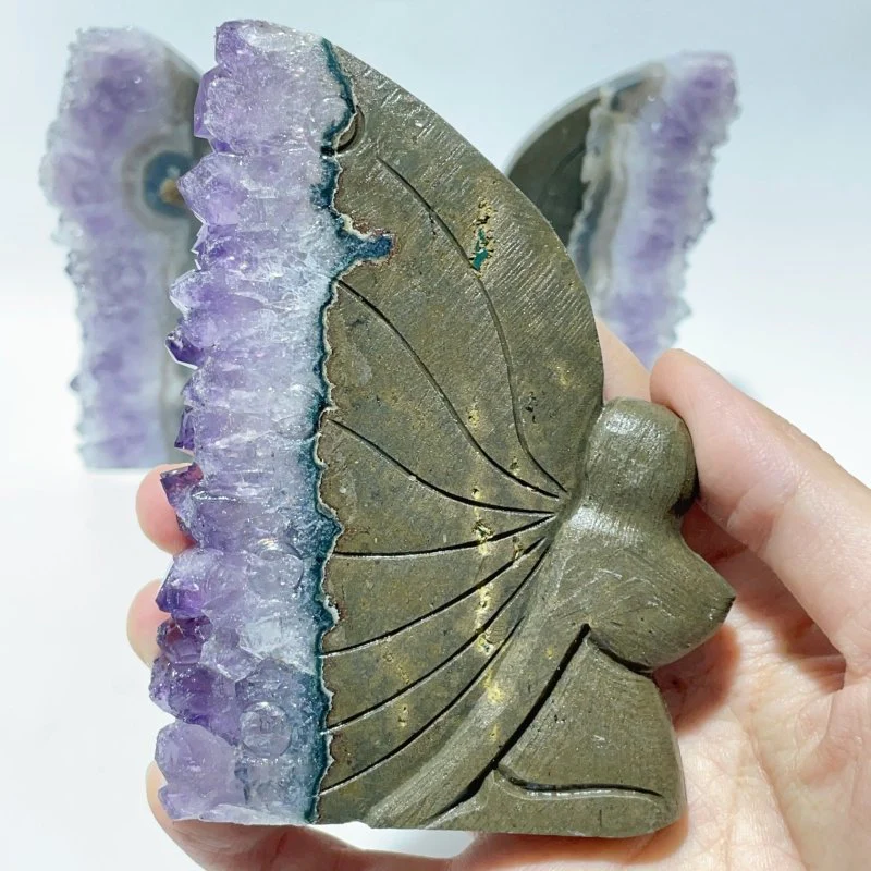 5 Pieces Amethyst Cluster Butterfly Fairy Carving - Image 7
