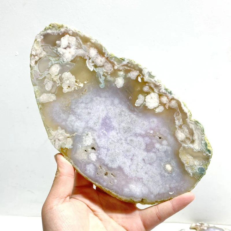 5 Pieces Beautiful Large Green Sakura Flower Agate Slabs - Image 3