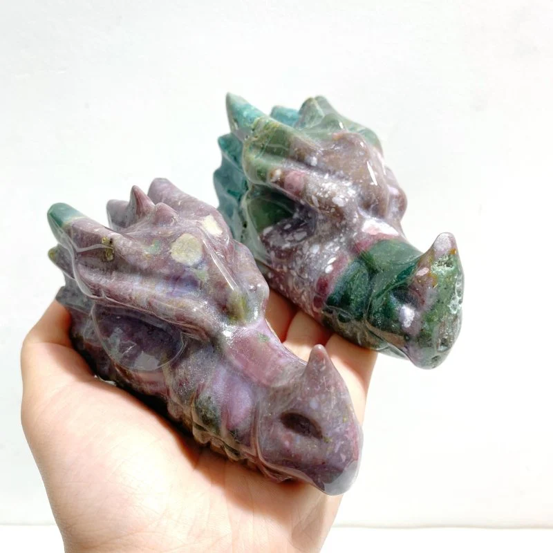 6 Pieces Beautiful Ocean Jasper Dragon Head - Image 5