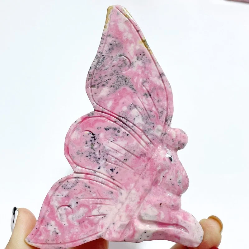 5 Pieces Beautiful Peru Rhodonite Butterfly Fairy Carving - Image 2
