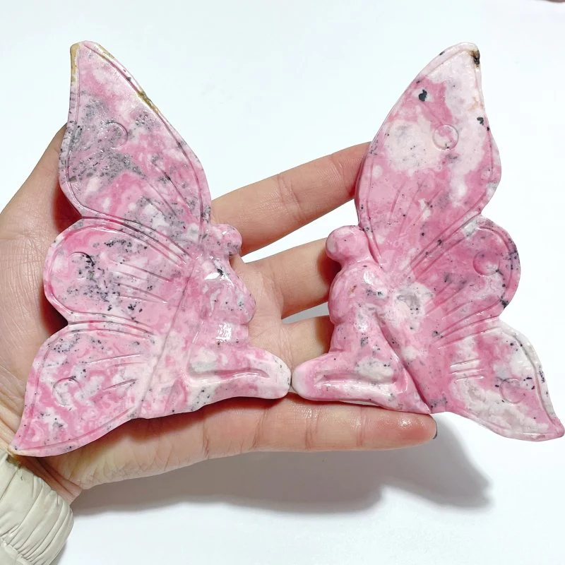 5 Pieces Beautiful Peru Rhodonite Butterfly Fairy Carving - Image 6