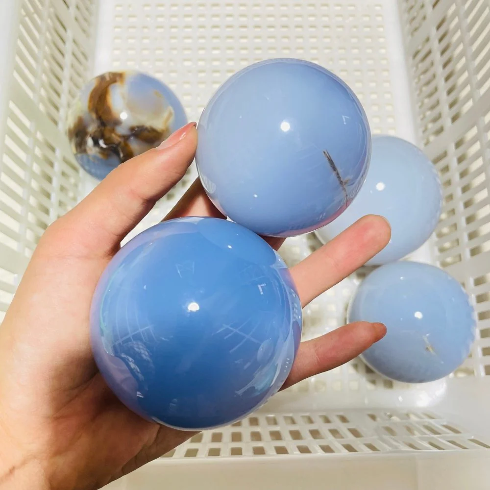 5 Pieces Blue Chalcedony Spheres - Image 3