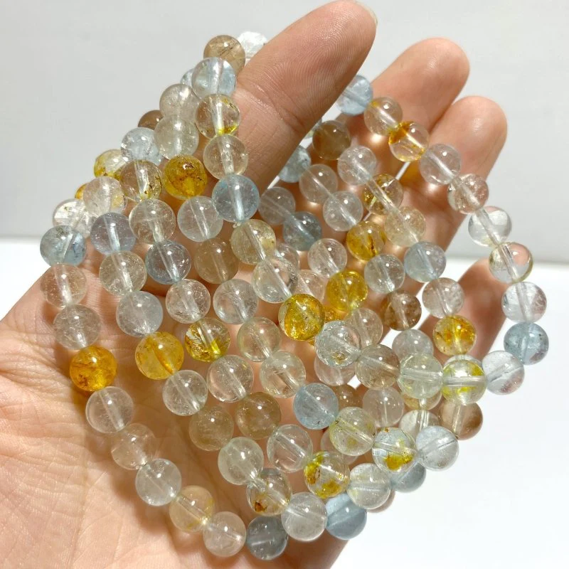 5 Pieces Colorful Topaz Bracelets 7.5mm - Image 2