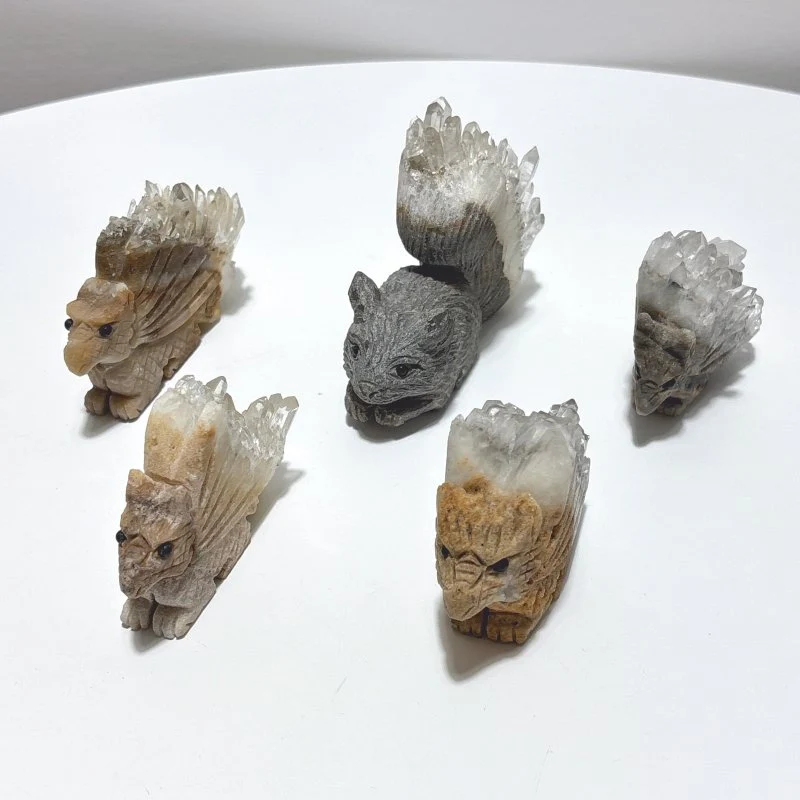 5 Pieces Cute Quartz Cluster Animals Carving - Image 2