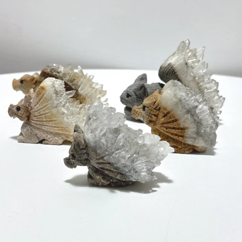 5 Pieces Cute Quartz Cluster Animals Carving - Image 3