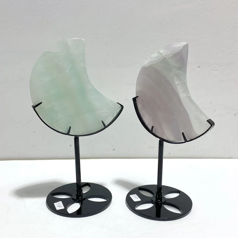 7 Pieces Fluorite Moon Carving With Stand - Image 3