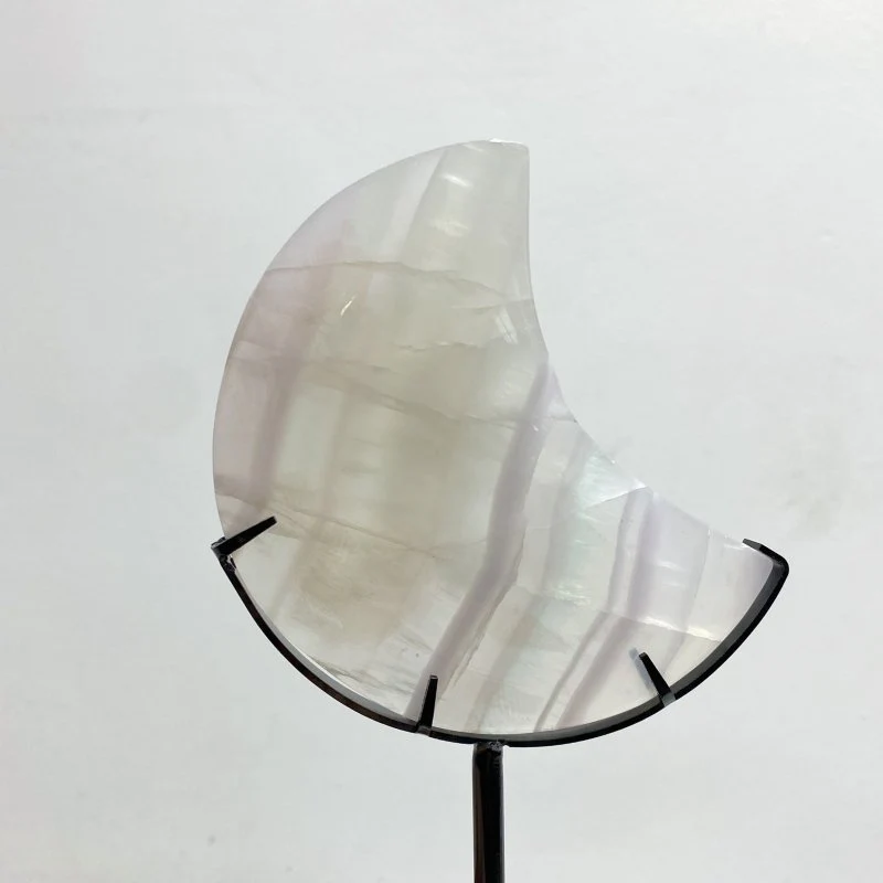 7 Pieces Fluorite Moon Carving With Stand - Image 4