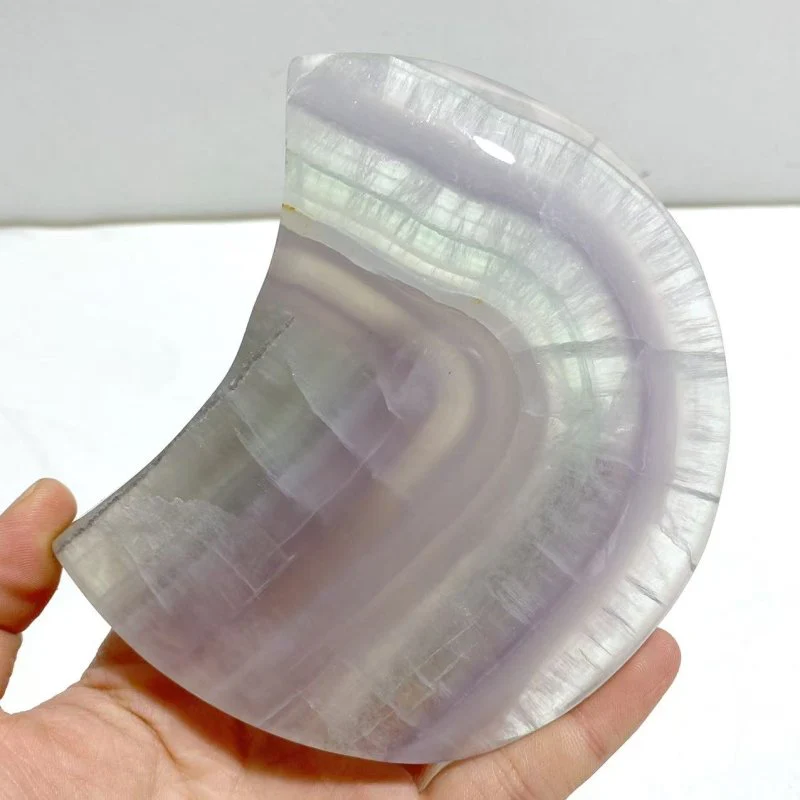 7 Pieces Fluorite Moon Carving With Stand - Image 5
