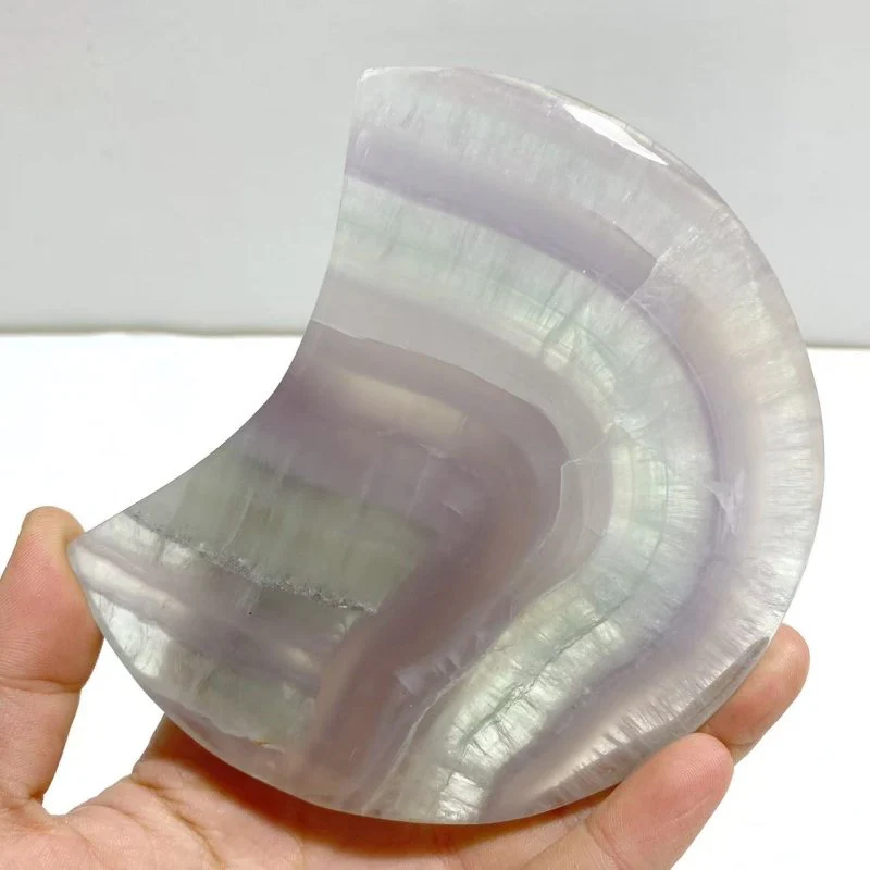 7 Pieces Fluorite Moon Carving With Stand - Image 6