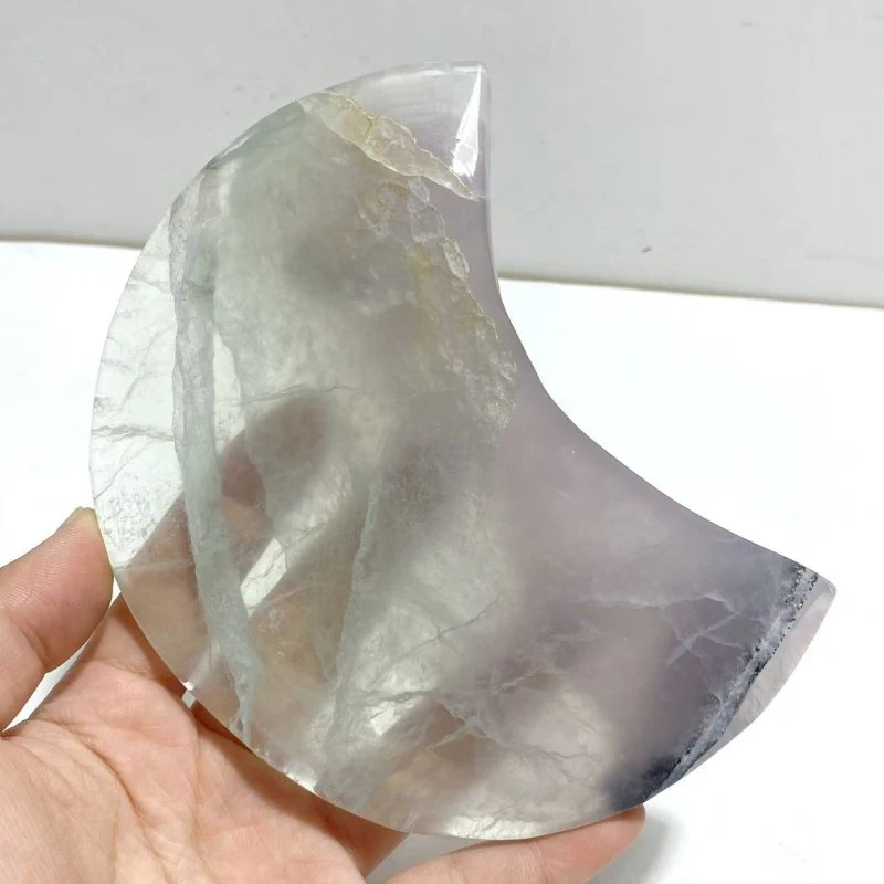 4 Pieces Fluorite Moon Carving With Stand - Image 2
