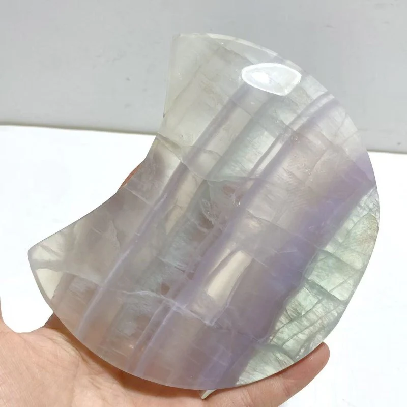 4 Pieces Fluorite Moon Carving With Stand - Image 3