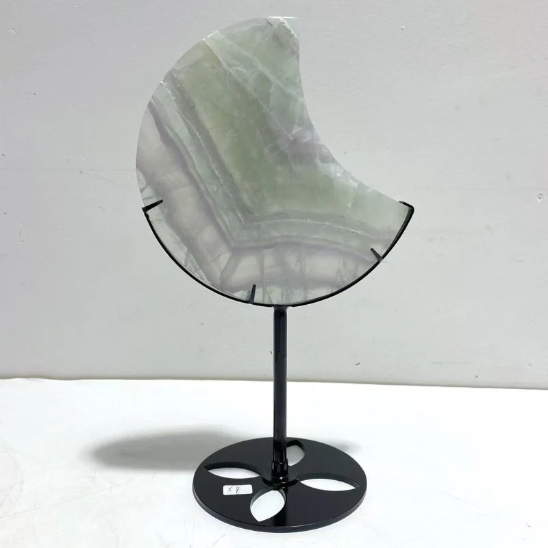 4 Pieces Fluorite Moon Carving With Stand - Image 4