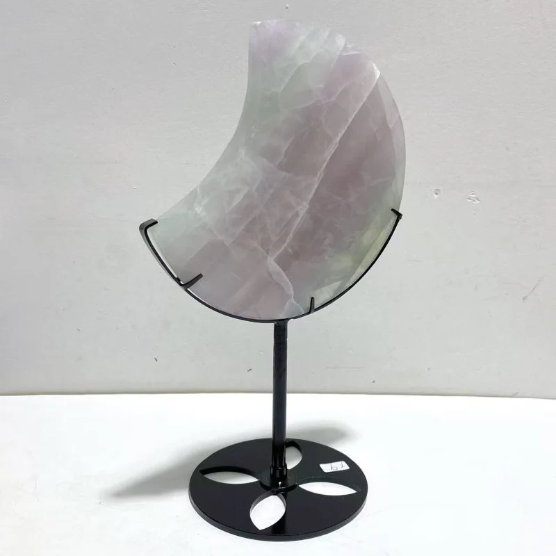 4 Pieces Fluorite Moon Carving With Stand - Image 5