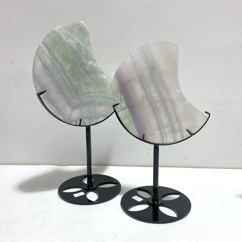 4 Pieces Fluorite Moon Carving With Stand - Image 6