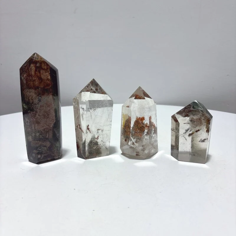 4 Pieces Beautiful Garden Quartz Tower Points