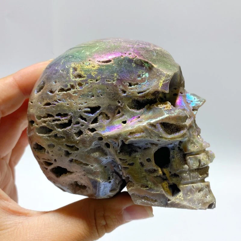 5 Pieces Geode Aura Sphalerite Skull Carving - Image 3