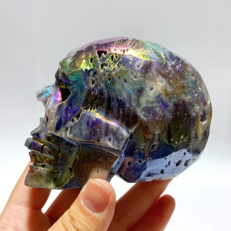 5 Pieces Geode Aura Sphalerite Skull Carving - Image 4