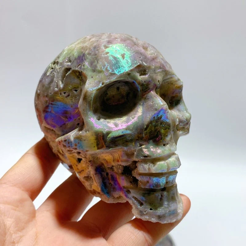5 Pieces Geode Aura Sphalerite Skull Carving - Image 5