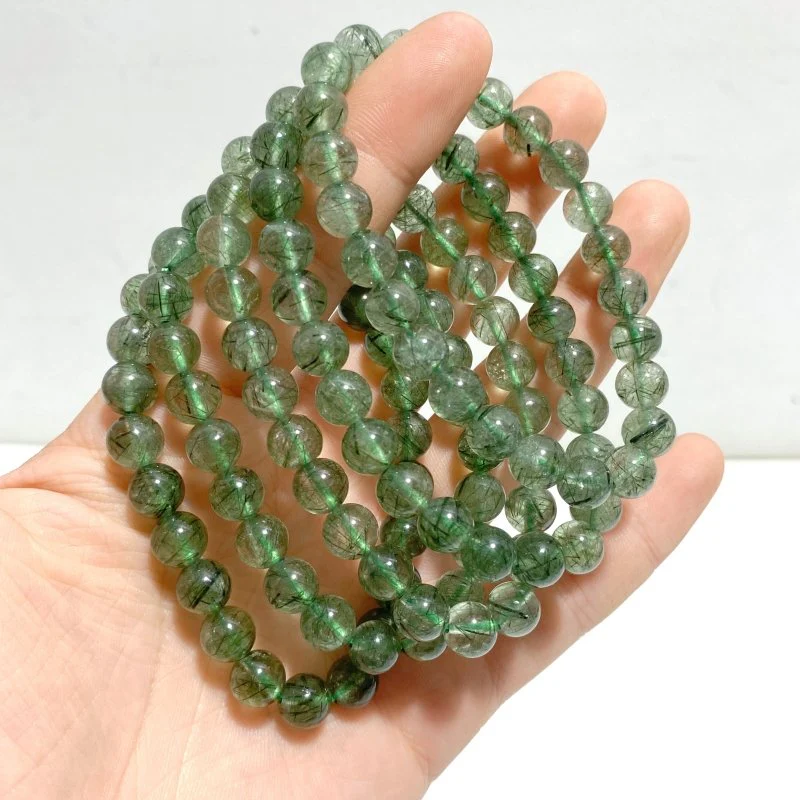 5 Pieces High Quality Green Rutile Quartz Bracelets - Image 2