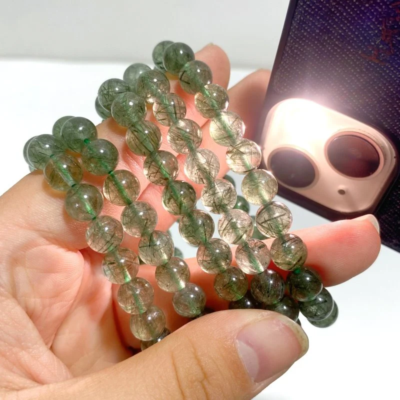 5 Pieces High Quality Green Rutile Quartz Bracelets - Image 3